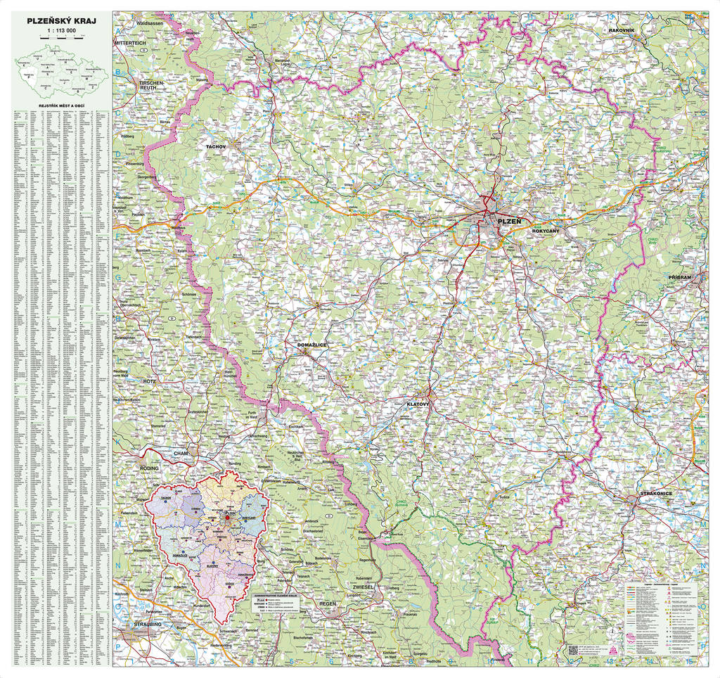 Nástěnná mapa Plzeňský kraj (PF) - 2. jakost