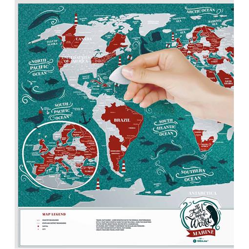Stírací mapa Evropy Travel Map Marine World