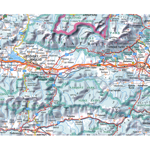 Silniční nástěnná mapa Slovenska LA400