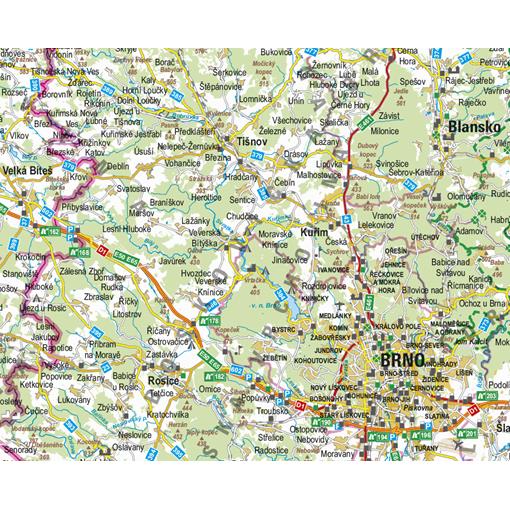 Silniční nástěnná mapa Moravy a Slezska
