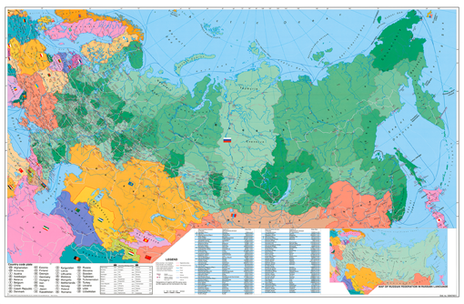 Spediční nástěnná mapa PSČ Ruska