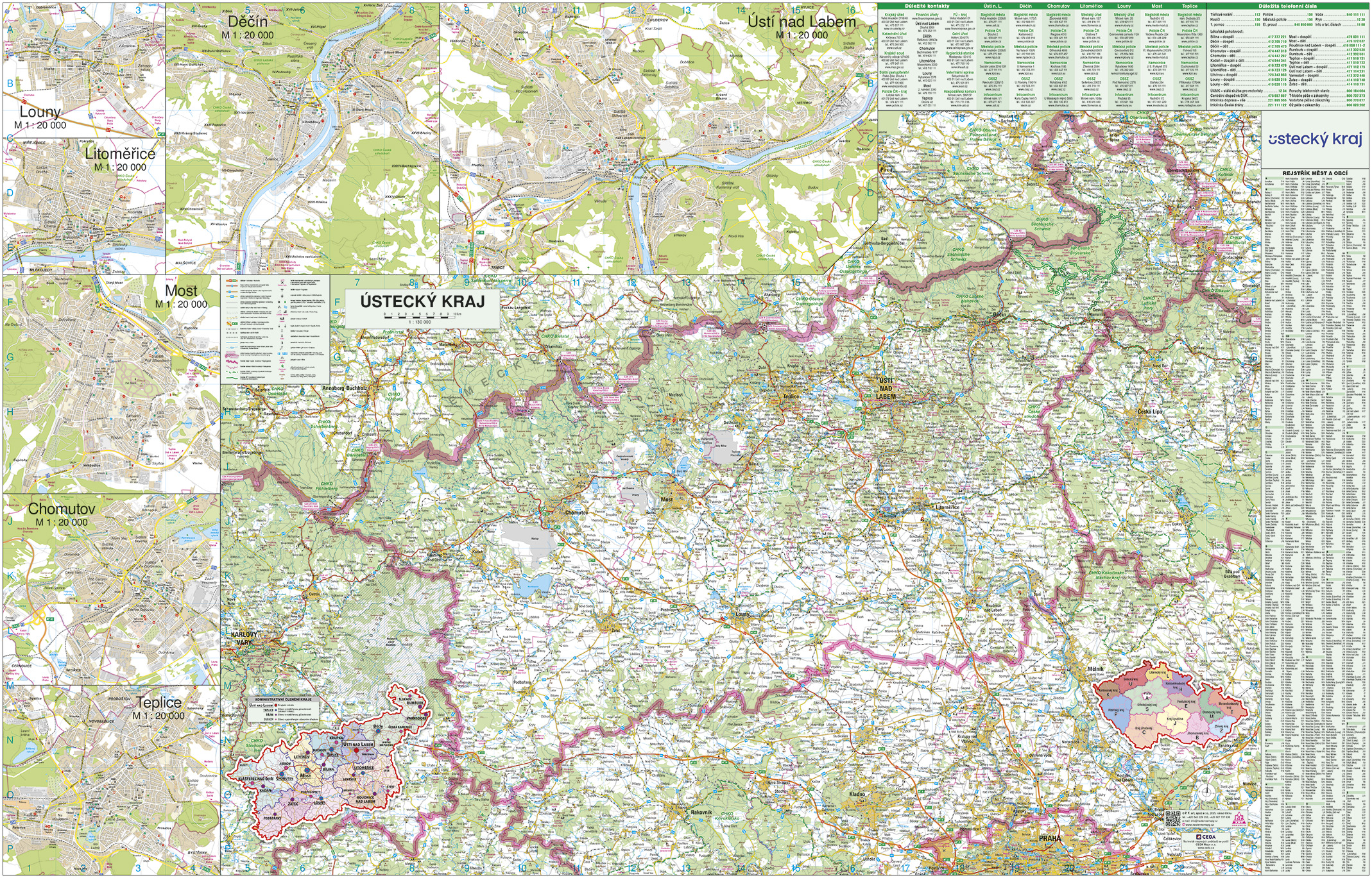 Nástěnná mapa Ústecký kraj PF130
