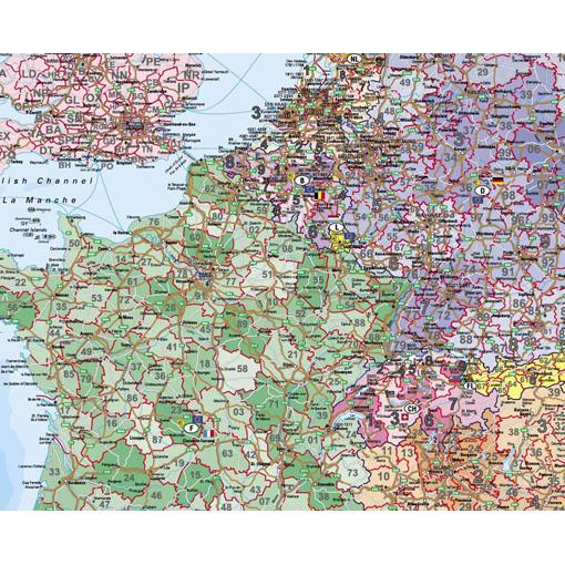 Spediční nástěnná mapa PSČ Evropy - 2. jakost 