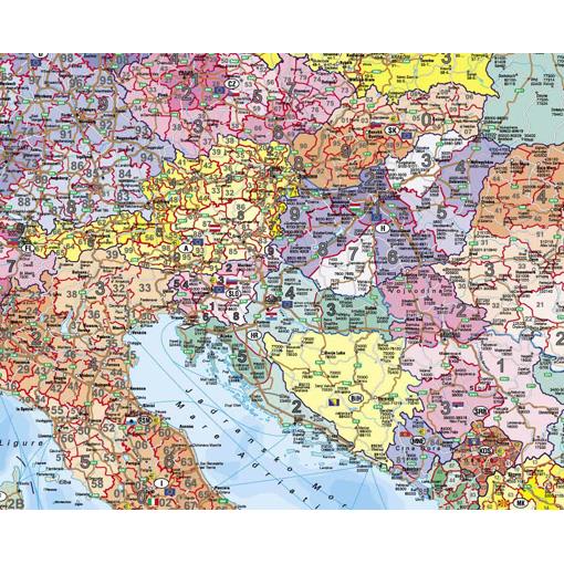 Spediční nástěnná mapa PSČ Evropy - 2. jakost 