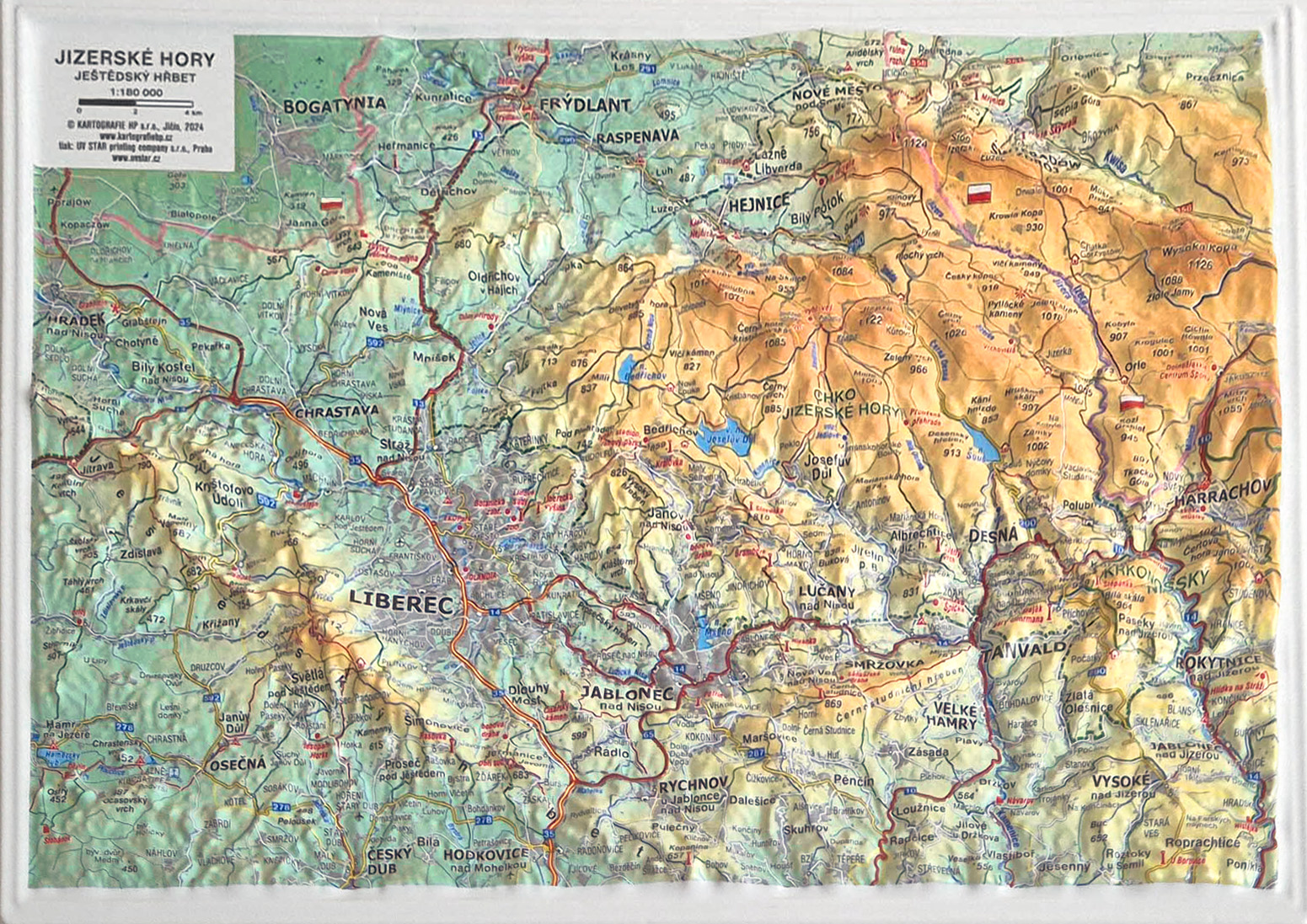 Plastická mapa Jizerské hory a Ještědský hřbet