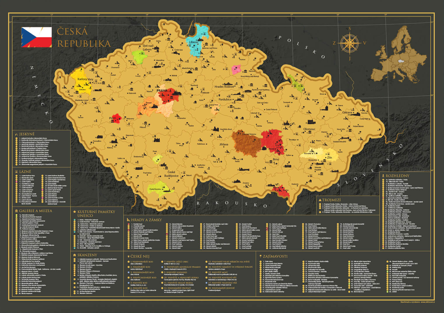 Stírací mapa Česká republika TR - 2. jakost