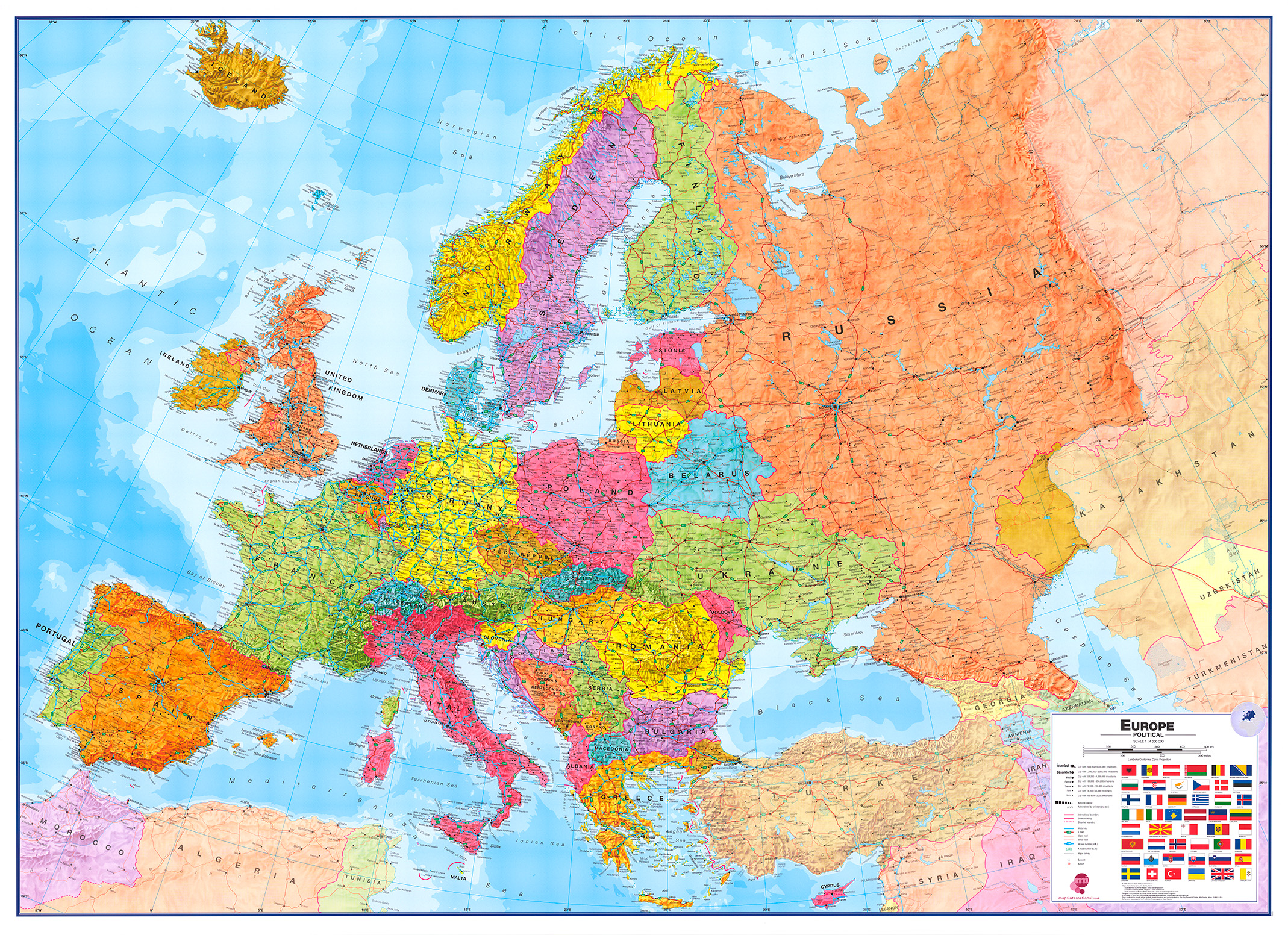 Politická nástěnná mapa Evropy CE3200 - výprodej