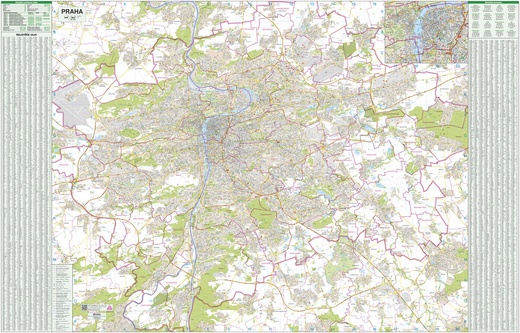 Nástěnná mapa Praha