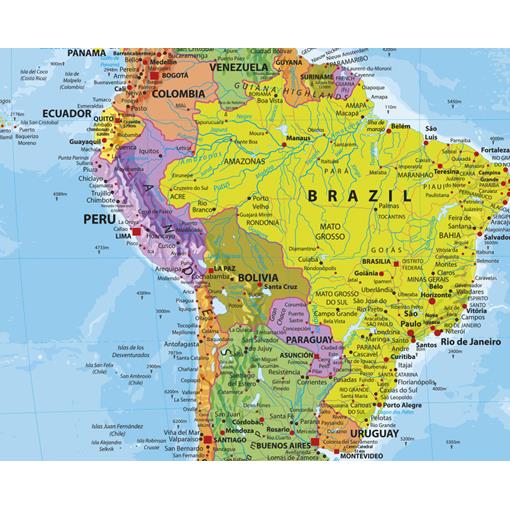 Politická nástěnná mapa světa s vlajkami - 2.jakost