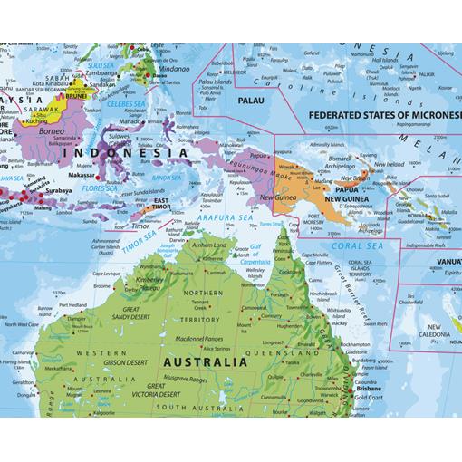 Politická nástěnná mapa světa s vlajkami - 2.jakost