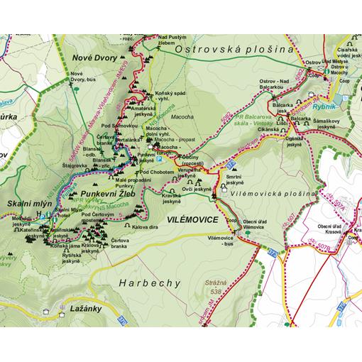 Nástěnná mapa CHKO Moravský kras, okolí Brna-sever – turistická
