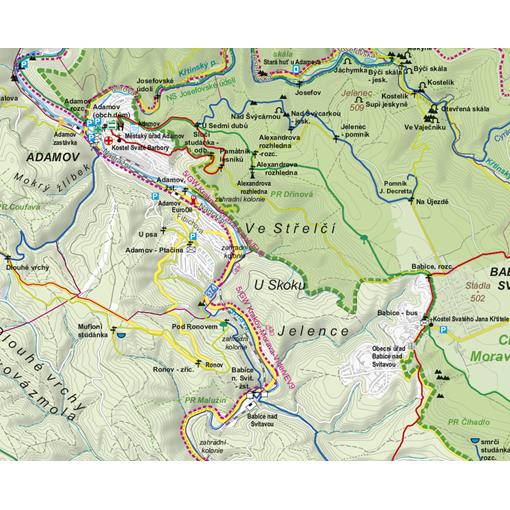 Nástěnná mapa CHKO Moravský kras, okolí Brna-sever – turistická