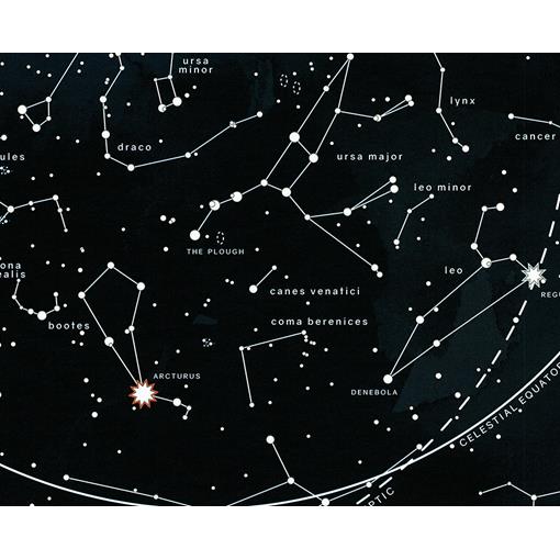 Nástěnná mapa hvězd a souhvězdí fosforeskující v noci - 2. jakost