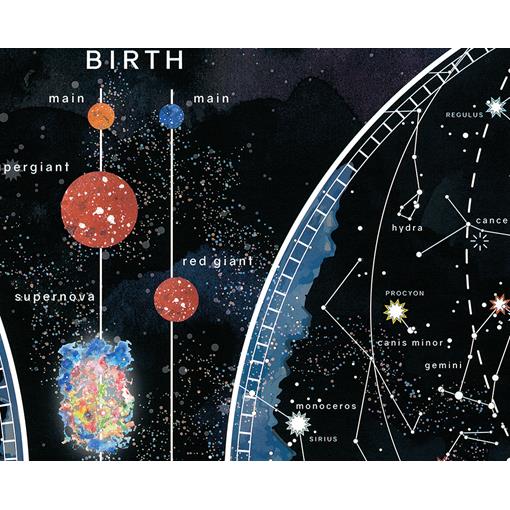 Nástěnná mapa hvězd a souhvězdí v rámu