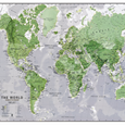 Nástěnná mapa světa fosforeskující ve tmě zelená