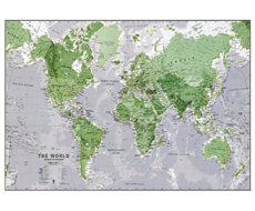 Nástěnná mapa světa svítící ve tmě zelená