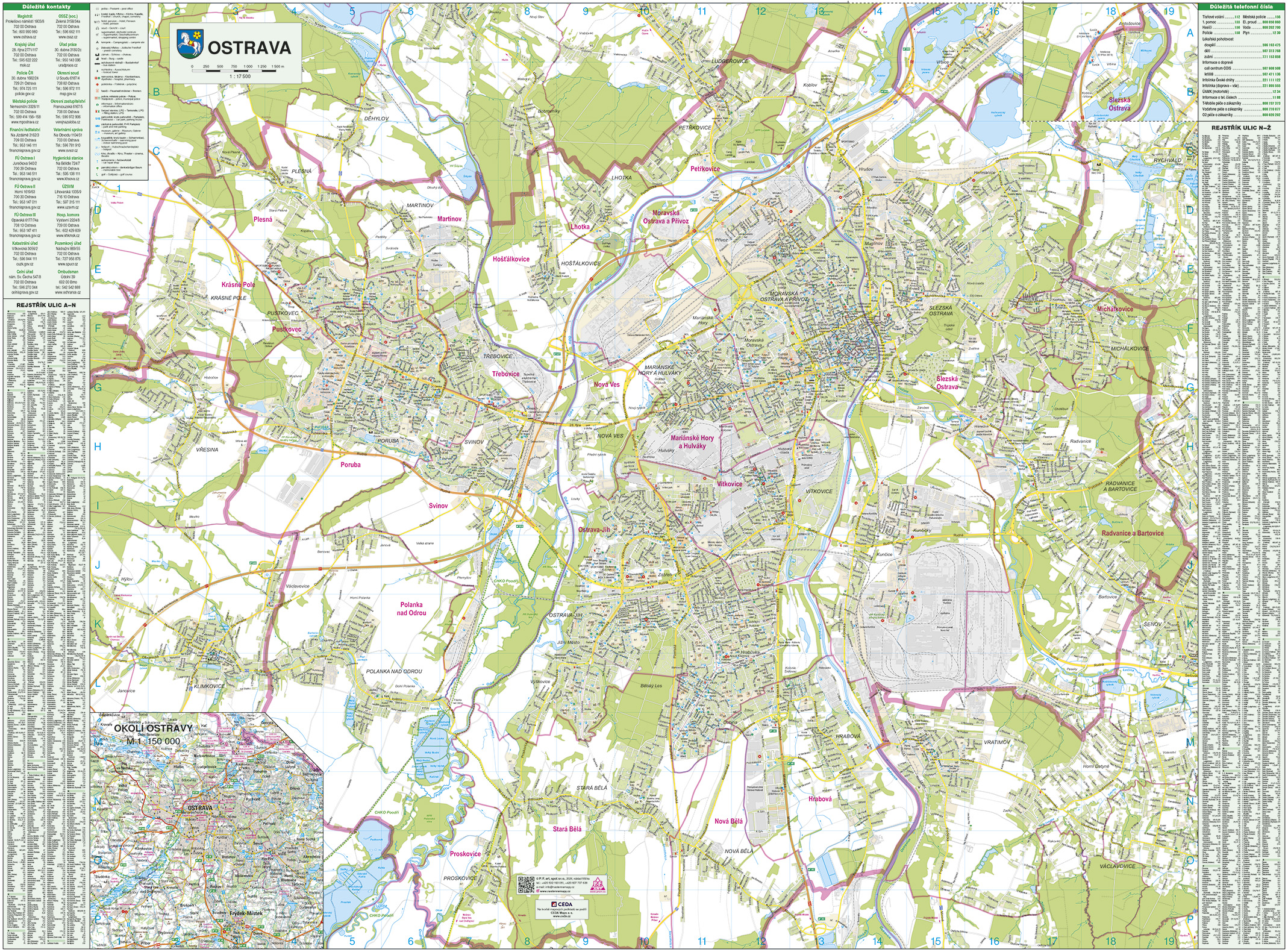 Nástěnná mapa Ostrava