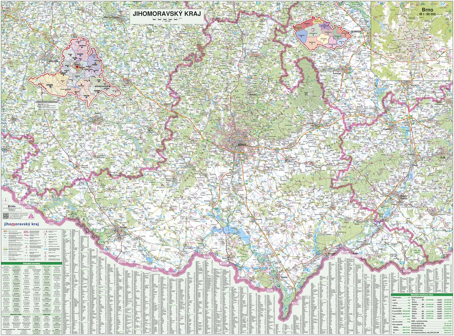 Nástěnná mapa Jihomoravský kraj PF130

