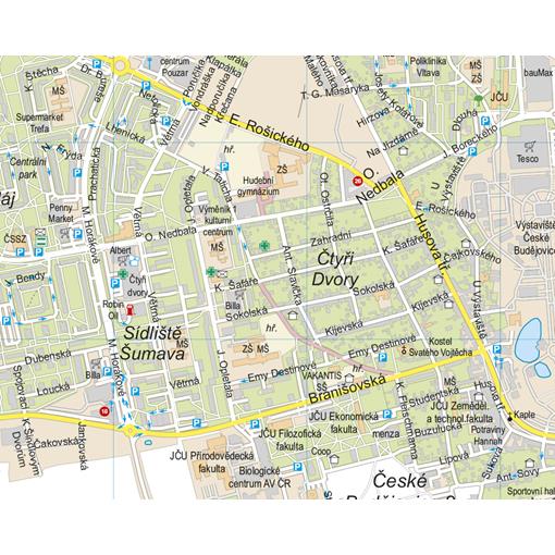 Nástěnná mapa České Budějovice 