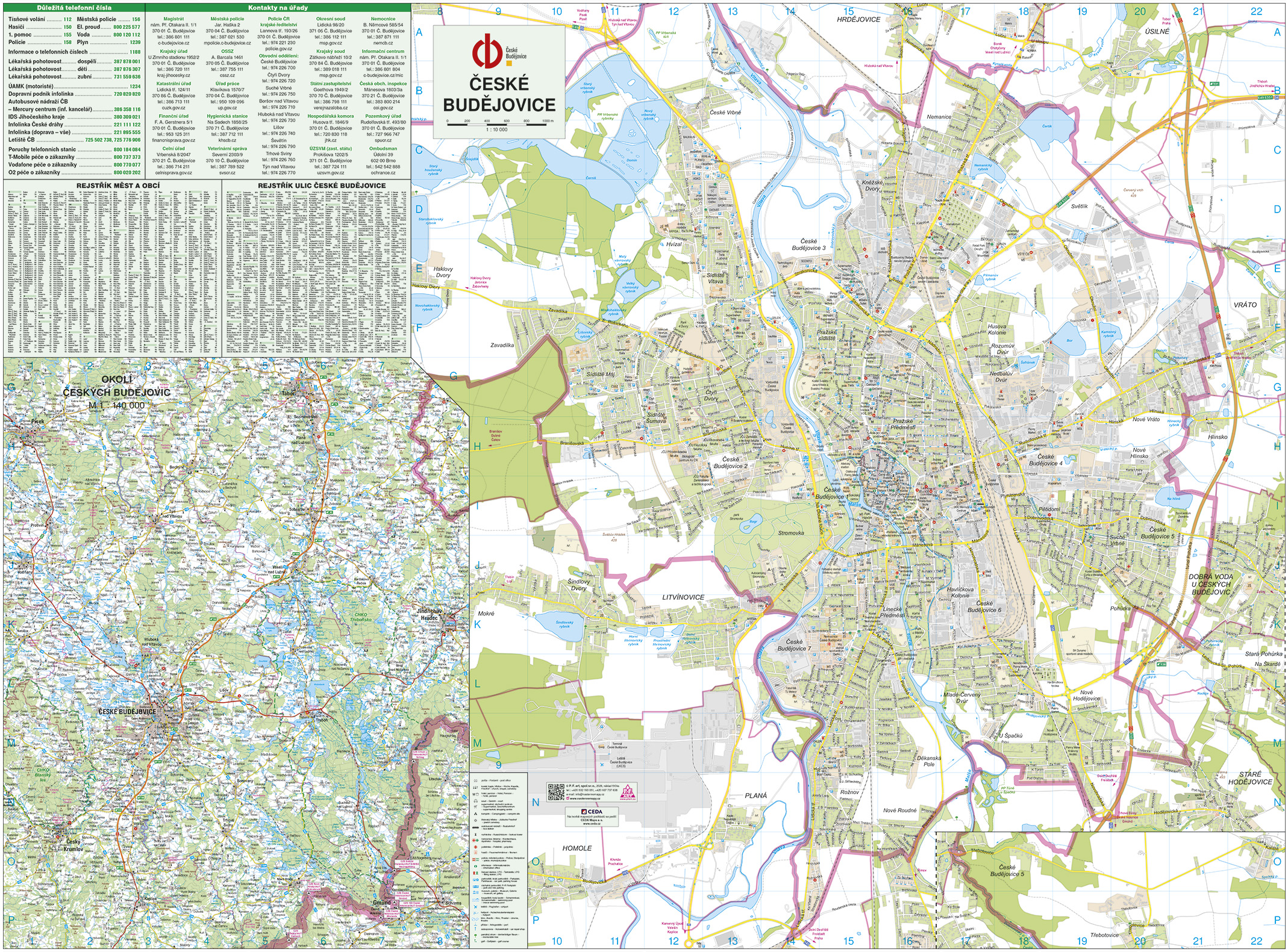 Nástěnná mapa České Budějovice 