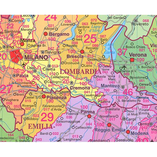 Spediční nástěnná mapa PSČ Itálie - 2. jakost