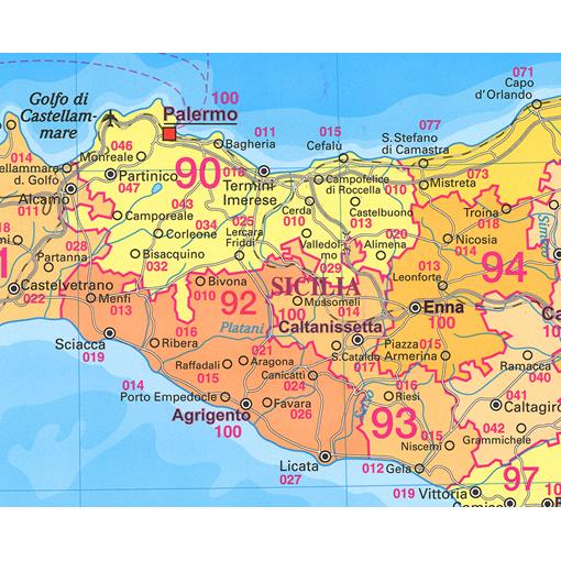 Spediční nástěnná mapa PSČ Itálie - 2. jakost