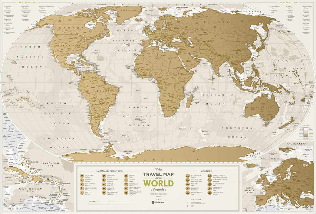 Stírací mapa světa Travel Map Geography World - 2. jakost
