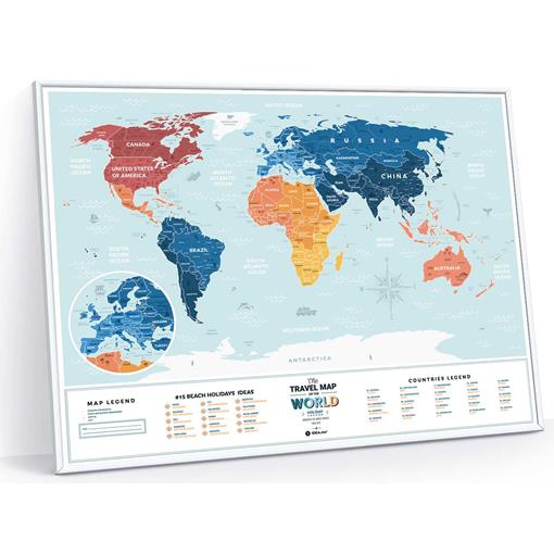 Stírací mapa světa Travel Map Holiday Lagoon - 2. jakost