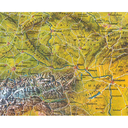 Panoramatická nástěnná mapa Evropy – 2. jakost