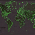 Nástěnná mapa světa svítící ve tmě zelená 


