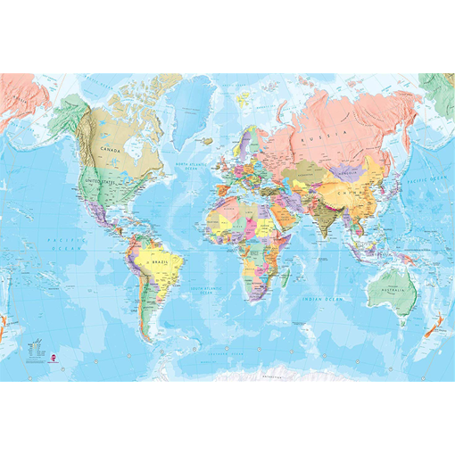 Mapa Světa Blue Ocean - tapeta na zeď