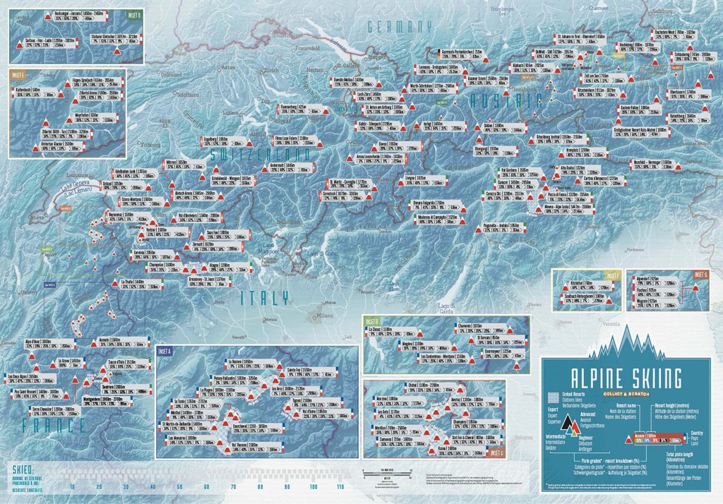 Stírací mapa Alpského lyžování