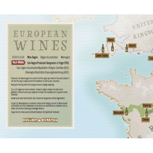 Stírací mapa vinařských oblastí Evropy