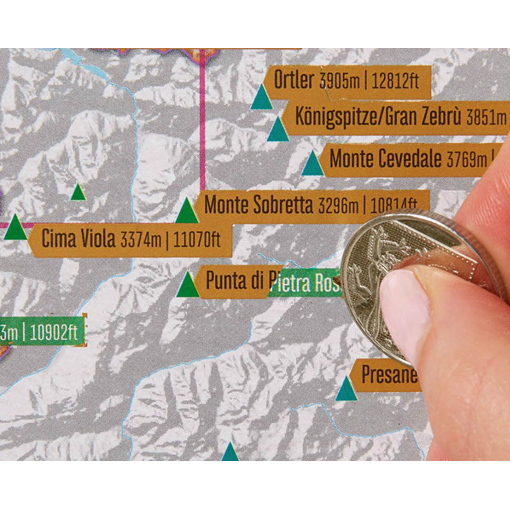 Stírací mapa vrcholků Alp