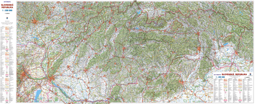 Silniční nástěnná mapa Slovenska LA250