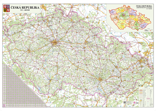 Silniční nástěnná mapa ČR PF440