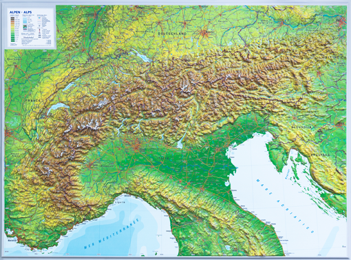 Plastická mapa Alpy