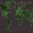 Nástěnná mapa světa svítící ve tmě