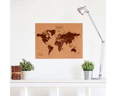 Korková mapa světa L hnědá