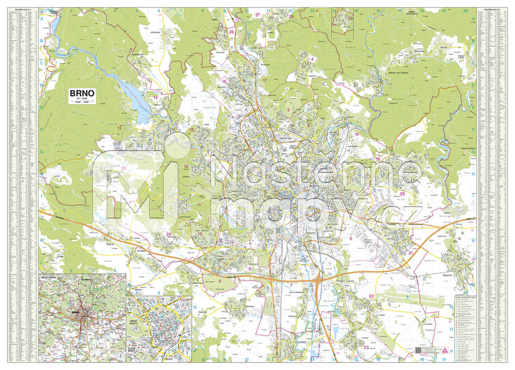 Nástěnná mapa Brno
