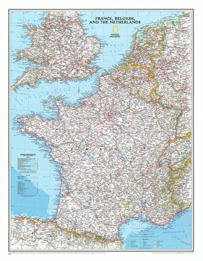 Nástěnná mapa Francie, Belgie a Nizozemí 

