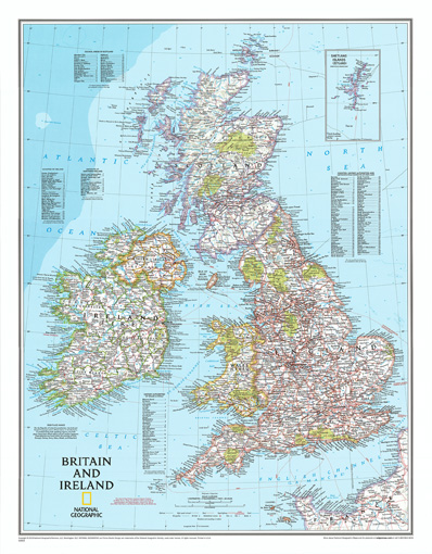 Nástěnná mapa Velké Británie a Irska

