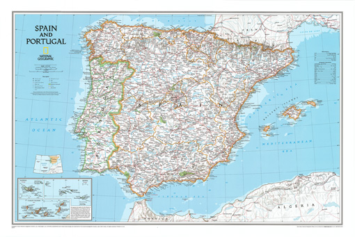 Nástěnná mapa Španělska a Portugalska



