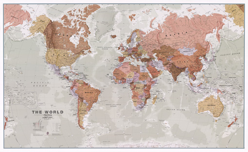 Politická nástěnná mapa světa Executive