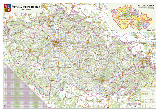 Silniční nástěnná mapa ČR PF300