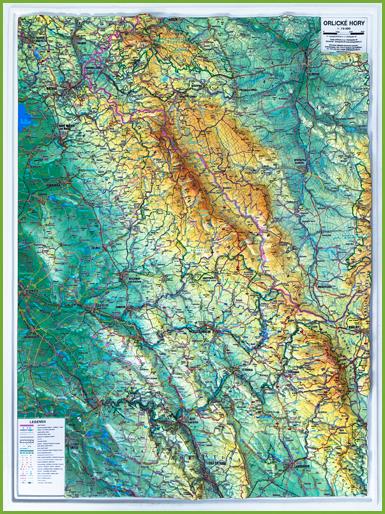 Mapa Hor Plastická mapa Orlické hory | Nástěnné mapy.cz