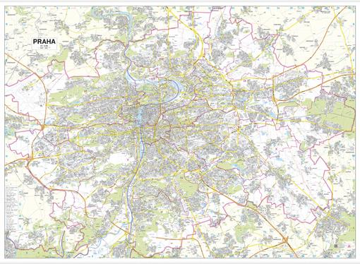 Nástěnná mapa Praha velká