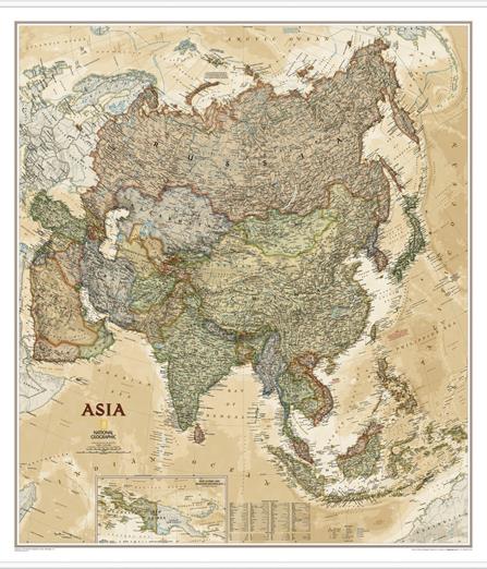 Politická nástěnná mapa Asie NG
