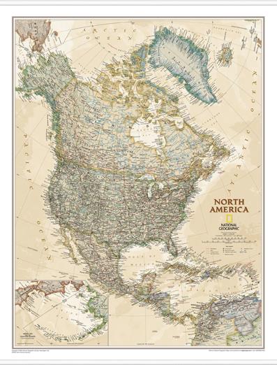 Politická nástěnná mapa Severní Ameriky NG
