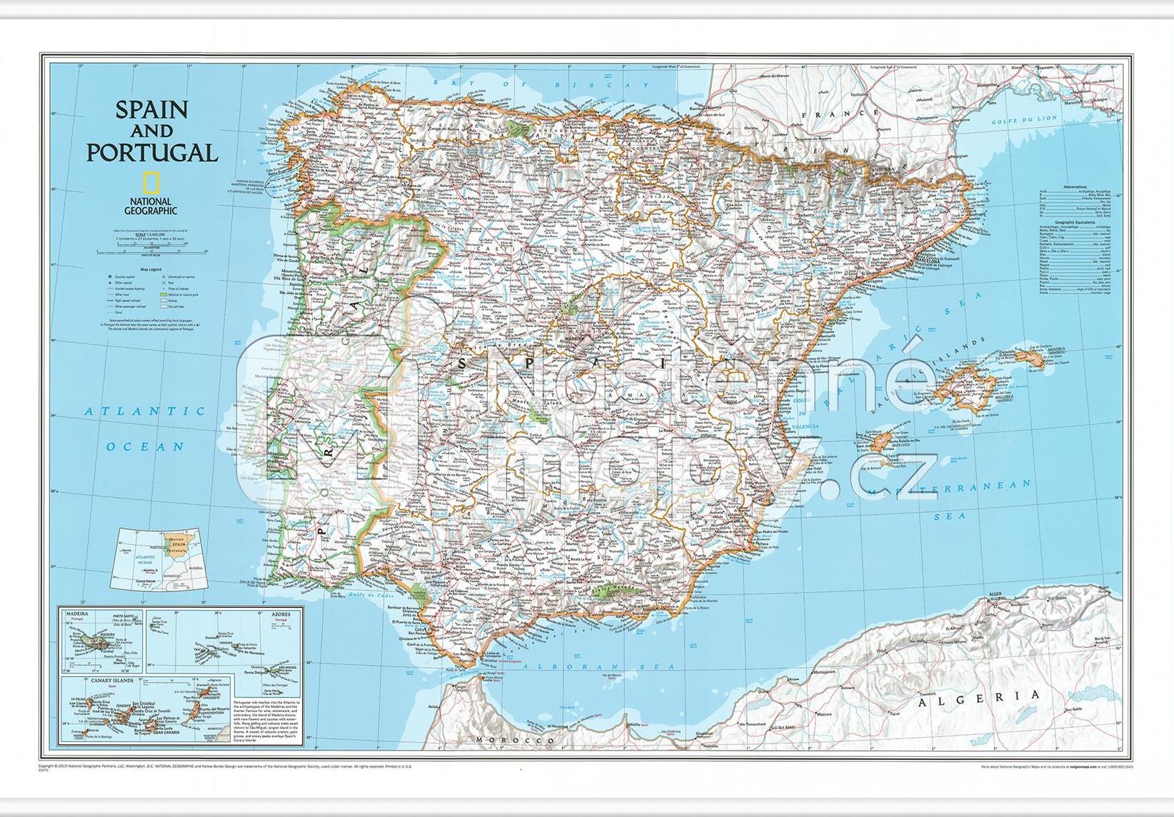 Detailed map. Испания и Португалия на карте. Карта Испании и Португалии с городами. Географическая карта Испании и Португалии. Физическая карта Испании и Португалии.